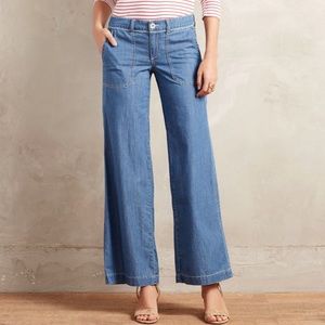 Anthropologie (Pilcro)•Wide Leg Chambray Jeans
